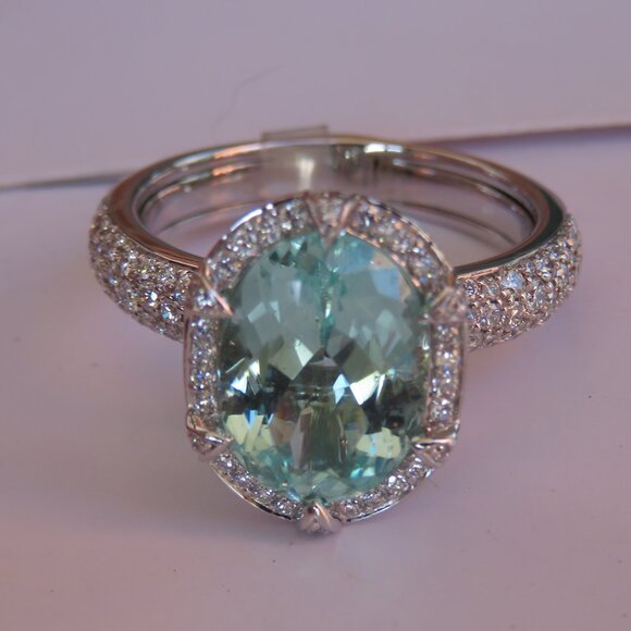 Kat Florence 18K 2.69ct Paraiba Tourmaline & Diamond Cocktail Ring Size: 5.75 - Picture 12 of 17